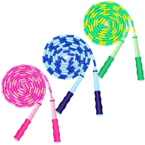 GRAWUN Jump Rope For Kids, 3 Pack Soft Beaded Jump Rope, Adjustable Length Tangle-Free Segmented Soft Beaded Skipping Rope, for Women, Men and Kids Keeping Fit, Workout and Weight Loss ProductsLogo