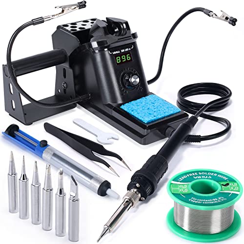 YIHUA 926 III 60W Digital Display Soldering Iron Station Kit w 2 Helping Hands, 6 Extra Iron Tips, Lead-Free Solder, Solder Sucker, S/S Tweezers, °C/ºF Conversion, Auto Sleep & Calibration Support ProductsLogo