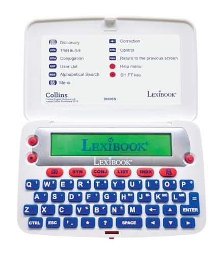 LEXiBOOK - The Collins English Dictionary, 13th Edition - Electronic Dictionary, Definitions, Thesaurus, Conjugation, Phonetic Spellchecker, Crossword Solver, with Battery, Blue/White, D850EN ProductsLogo