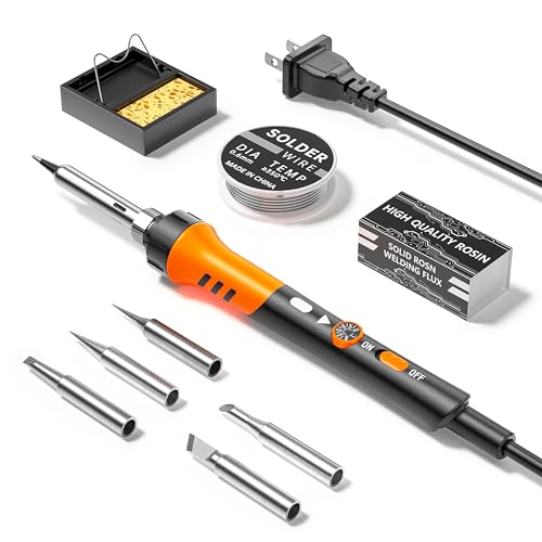 60W Adjustable Temperature Soldering Iron Kit - 9-in-1 With 5 Tips, Solder Wire Stand for Soldering and Repair ProductsLogo
