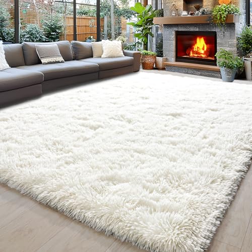 8x10 Area Rugs for Living Room, Ultra Soft Fluffy Large Shaggy Rug Carpet for Bedroom, Non-Slip Fuzzy Plush Rugs for Nursery Boys Girls Kids Room Modern Indoor Home Decor, Cream White ProductsLogo