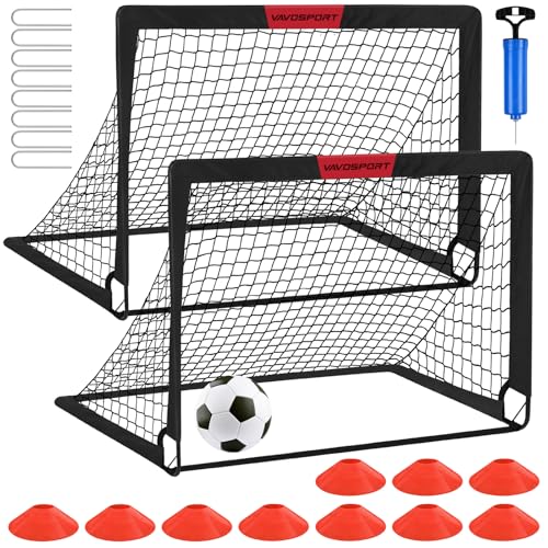 Kids Soccer Goals for Backyard Set - 2 of 4' x 3' Portable Soccer Goal Training Equipment, Pop Up Toddler Soccer Net with Soccer Ball, Soccer Set for Kids and Youth Outdoor Games, Sports, Play ProductsLogo