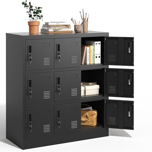 VIYET Employee Storage Locker,9 Door Storage Locker,Metal Locker for Employees Office Steel Gym Lockers with Card Slot,Office Storage Lockers for Home,School(Black) ProductsLogo
