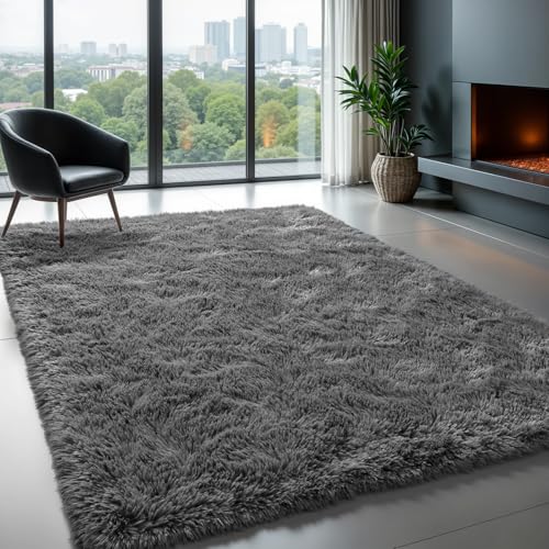 Zentavio Area Rugs for Living Room Grey Rugs for Bedroom Large 5x8 Carpet Fluffy Furry Soft Shag Aesthetic Plush High Pile Gray Throw Rug for Nursery Kids Room Dorm ProductsLogo