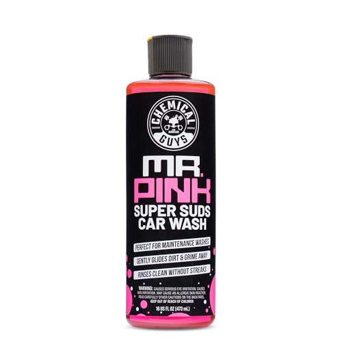 Chemical Guys Mr. Pink Foaming Car Wash Soap, High-Suds pH-Balanced Car Shampoo, Safe for Wax & Sealants, Works with Foam Cannons & Bucket Wash, Safe on All Paint Finishes, 16 oz, Candy Scent ProductsLogo