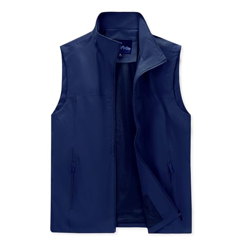 MANLUODANNI Men's Lightweight Vest Sleeveless Outdoor Work Jacket for Travel Hiking Running, Navy-M ProductsLogo