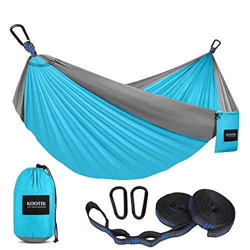 Kootek Camping Hammock 400 lbs Capacity, Portable Hammocks with Tree Straps & Attached Carry Bag, Camping Essentials Gear, Perfect for Outside Indoor Hiking Beach Backpack Travel ProductsLogo