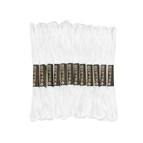 12 Skeins Embroidery Floss White Color, Friendship Bracelet String Cross Stitch Embroidery Thread Floss Bracelet Making Yarn, Craft Floss（White） ProductsLogo