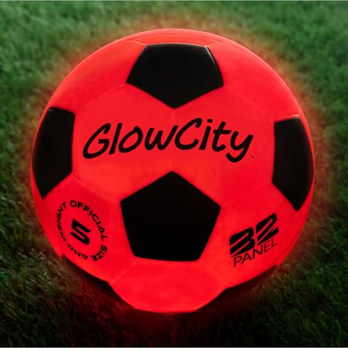 GlowCity Glow in The Dark Soccer Ball | Light Up Indoor/Outdoor Soccer Ball with 2 LED Lights | Pre-Installed Batteries | Fun Gift for Teens ProductsLogo