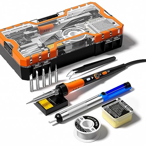 Soldering Iron Premium Kit, 60W Soldering Gun with Ceramic Heater, 12-in-1 Soldering Tool, Adjustable Temperature 200 to 450°C, Includes Soldering Iron Tip, Solder Wire, Pump and Paste ProductsLogo
