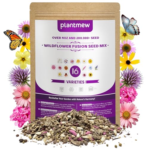 200,000+ Wildflower Seeds [4oz] 16 Variety Perennial Mix - Non-GMO, USA-Sourced Heirloom Seeds for Pollinator Gardens | Attracts Bees/Birds/Butterflies | High Germination Rate for Indoor & Outdoor ProductsLogo