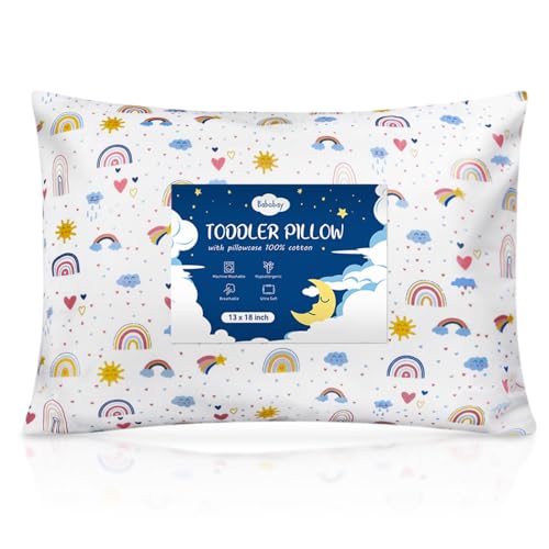 Babebay Toddler Pillow,13X18 Soft Toddler Pillows for Sleeping, Machine Washable Kids Pillow with Cotton Pillowcase, Perfect for Travel, Toddlers Cot ProductsLogo