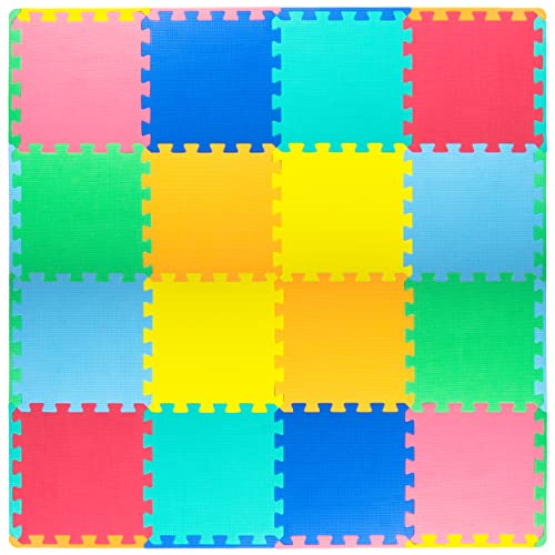 ProSource Foam Puzzle Floor Play Mat for Kids and Babies with Solid Colors, 36 or 16 Interlocking Tiles with Borders, Assorted ProductsLogo