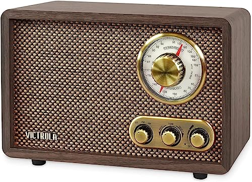 Victrola Willow – Retro Wood Bluetooth Radio with Built-in Speakers: Elegant & Vintage Design, Rotary AM/FM Tuning Dial, Bass & Treble Control, Wireless Streaming (Espresso) ProductsLogo