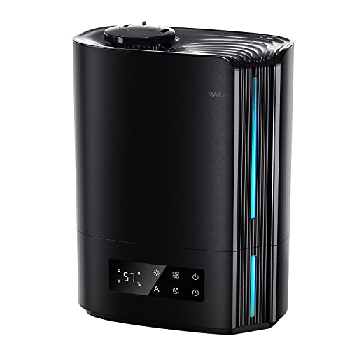 BREEZOME 6L Humidifiers for Bedroom Large Room & Essential Oil Diffuser, Ultrasonic Top Fill Cool Mist Humidifiers for Baby, Plants, Nursery Last up to 60 Hours, Smart Humidistat Control, Quiet, Black ProductsLogo
