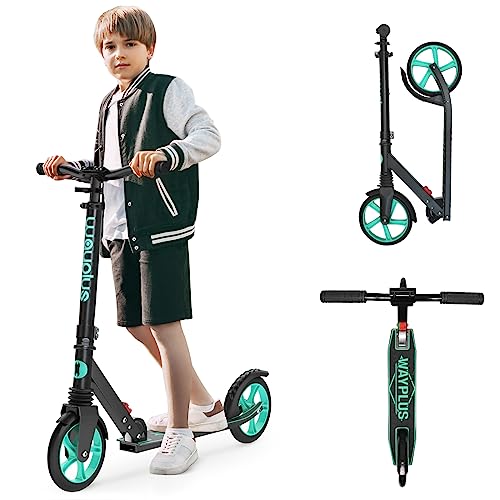 WAYPLUS Aquas Kick Scooter for Kids, Teens & Adults - Foldable, Lightweight, 8-Inch Non-Slip Deck, ABEC9 Bearings, Adjustable Height, Lifetime Service ProductsLogo