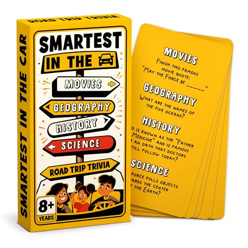 WELL BALANCED Road Trip Trivia - Road Trip Games for Kids Travel Essentials Car Activities Must Haves for Ages 8+ ProductsLogo