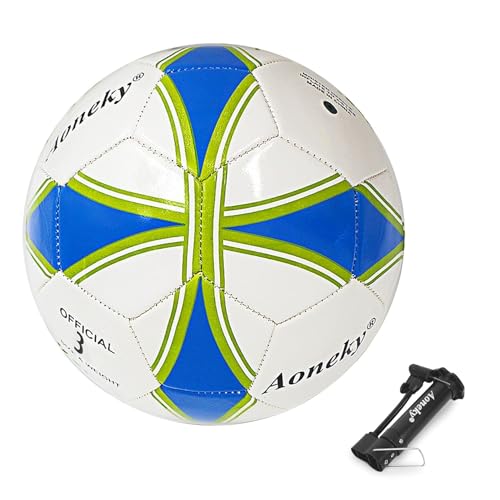 Aoneky 1-Pack Size 3 Soccer Ball - Eco-Friendly 2.5mm PVC Leather, Durable Machine-Stitched Design, Ball Pump Included ProductsLogo