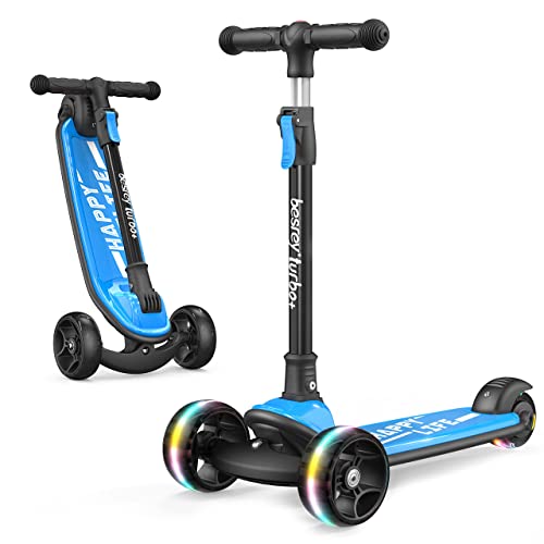besrey Kick Scooter for Kids Ages 3-10, 3-Wheel Folding Scooter with Adjustable Height, LED Light Wheels, Extra Wide Deck for Outdoor Activities ProductsLogo