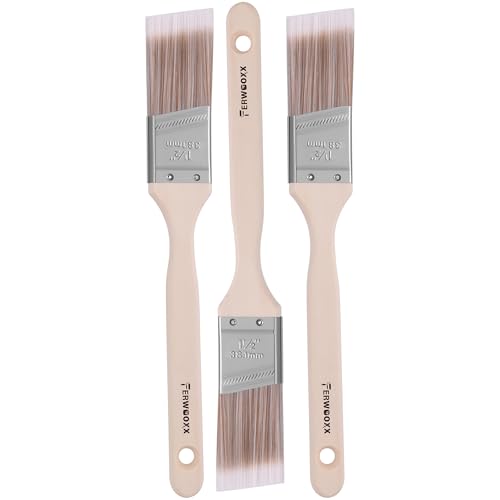 Paint Brush, 1.5IN Stain Brushes for Painting Walls and Fence Staining, Wooden Handle Masonry Paintbrush(3 Packs) ProductsLogo