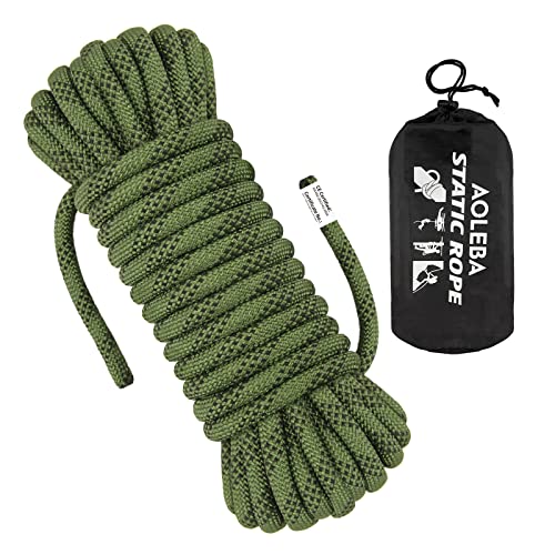 AOLEBA 10.5 mm Static Climbing Rope 10M(32ft) 20M(64ft) 30M(96ft) 50M(160ft) 70M(230ft) Outdoor Rock Climbing Ropes, Escape Rope Ice Climbing Equipment Fire Rescue Parachute Rope ProductsLogo