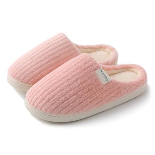 HUXMEYSON Slippers for Women, Warm Memory Foam Comfy House Slippers with Anti-Skid Rubber Sole for Indoor and Outdoor ProductsLogo