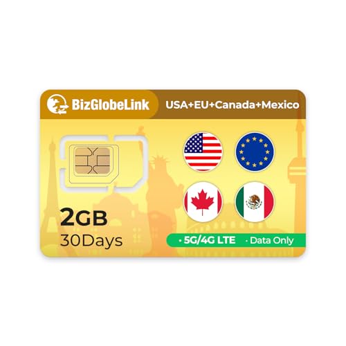 International Data SIM Card for Travel - Europe & USA & Canada & Mexico 5G/4G/LTE Coverage - No Contract, Easy Management, 3 in 1 SIM Data only No Phone Number ProductsLogo