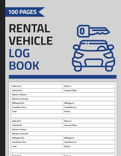 Rental Vehicle Log Book: Rental Car Tracker for Lessors to Track & Record Rented Cars | Car Rental Service Logbook | 100 Pages ProductsLogo