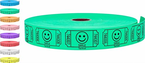 Tacticai 2000 Raffle Tickets, Smile, Green (1 of 8 Colors), Single Roll, Ticket for Events, Entry, Class Reward, Fundraiser & Prizes ProductsLogo