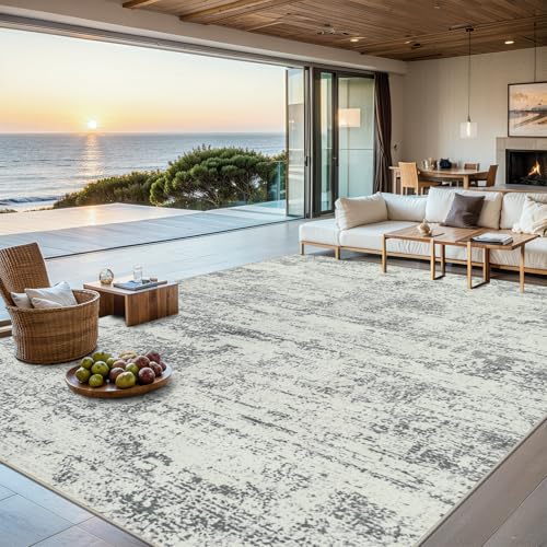 8x10 Area Rugs for Living Room - Washable Rug Modern Abstract Soft Large Neutral Non-Slip Carpet Indoor Floor Stain Resistant Thin Carpets for Bedroom Dining Room Farmhouse Nursery Home Office Grey ProductsLogo
