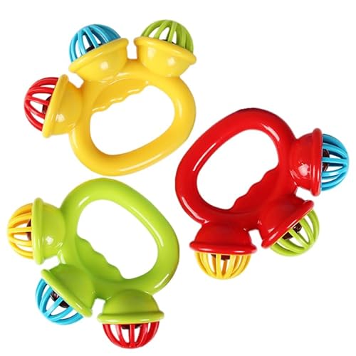 BESTonZON 3PCS Soothing Toys Sleigh Bells Percussion Rhythm Sticks for Kids Hand Bells Hand Shaking Bell Jingle Bell Toy Shaker Bells Toddlers Tambourine Small Hand Bell Bell Toys for Baby ProductsLogo