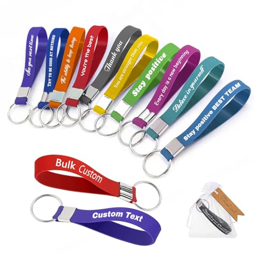 BEXOA EDC 5/10/50/100 Bulk Custom Keychains Silicone Personalized Keychains Customized Text/Logo Keyrings for Events, Awareness, Motivation Customizable ProductsLogo