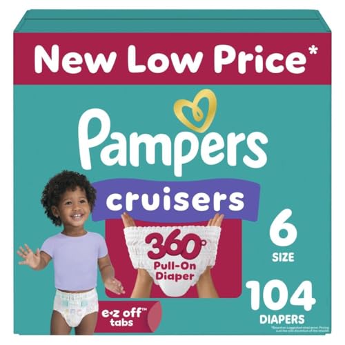 Pampers Diapers - Cruisers 360 - Size 6, 104 Count, Babyproof up to 100% Leakproof Pull-On Diaper ProductsLogo